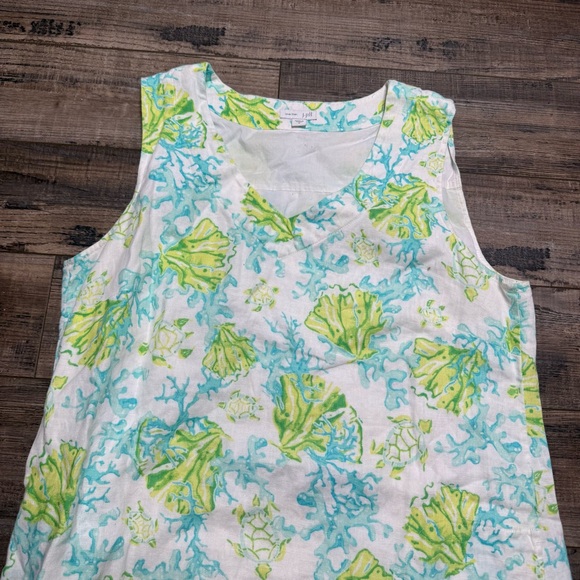 J. Jill Linen Floral Sleeveless Knee Length Dress Women's Size Medium - Picture 2 of 8